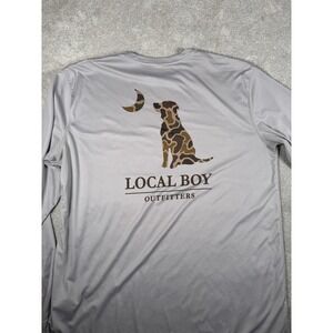 Local Boy Outfitters XL Duck Camo Dog & Moon Tee Silver Long Sleeve Upf Outdoors
